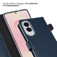 Selencia Cover a libro in vera pelle Samsung Galaxy S25 Edge - Blu scuro