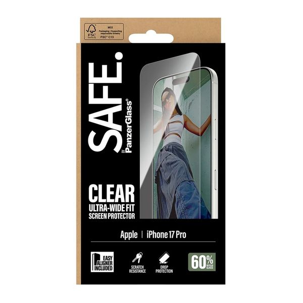 SAFE by PanzerGlass Vetro temperato per il gaming Ultra Wide Fit con applicatore Apple iPhone 17 Pro