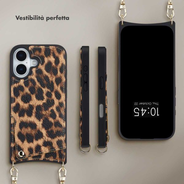 Selencia Cover per telefono Nova con cordino e portacarte Apple iPhone 17 - Leopard