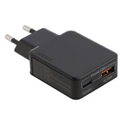 Accezz Caricabatterie GaN Ultra Slim - USB-C + USB-A - 45 W - Nero