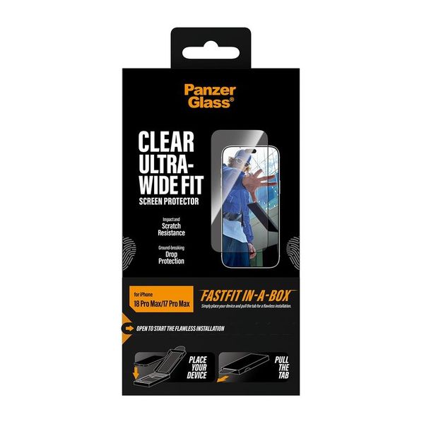 PanzerGlass Vetro temperato Ultra Wide Fit FastFit in-a-box Apple iPhone 18 Pro Max / 17 Pro Max