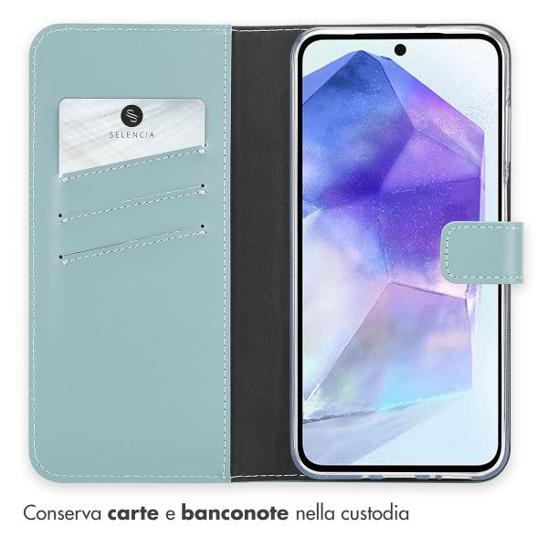 Selencia Cover a libro in vera pelle Samsung Galaxy A26 - Air Blue