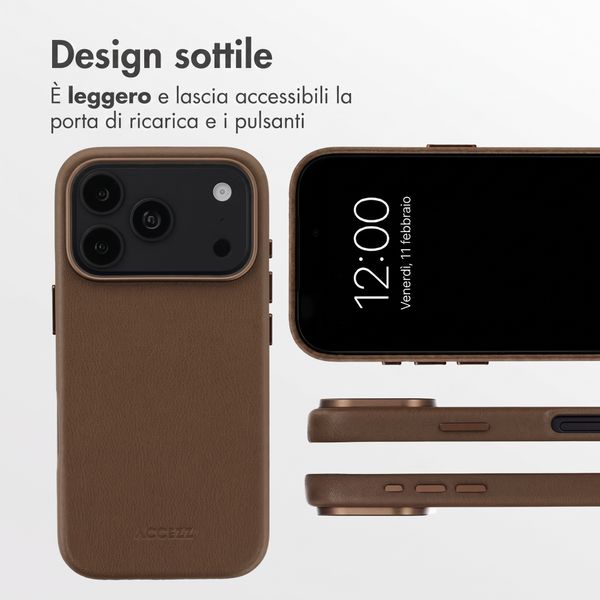 Accezz Cover in Pelle con MagSafe Apple iPhone 18 Pro / 17 Pro - Marrone caffè