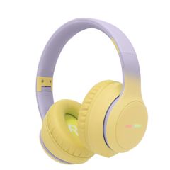 imoshion Cuffie wireless per bambini con LED Light - Limitatore di decibel - Con cavo AUX - Lavender Lilac / Yellow