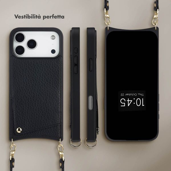 Selencia Cover per telefono Nova con cordino e portacarte Apple iPhone 17 Pro Max - Nero