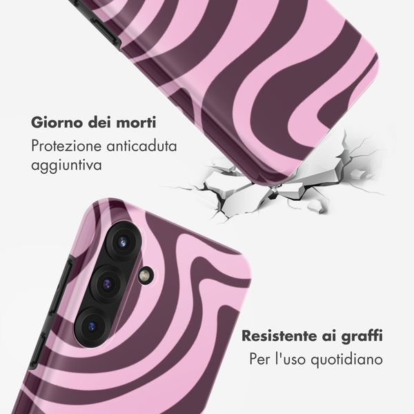 Selencia Cover posteriore Vivid con MagSafe Samsung Galaxy S25 - Wavy Swirl Pink Plum