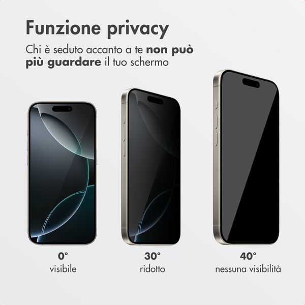 Accezz Vetro temperato privacy + Applicatore Apple iPhone 16 Pro