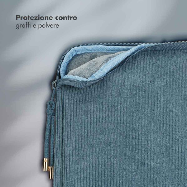 Selencia Cover per laptop in velluto a coste 15-16 pollici - Sleeve per laptop - Slate Blue