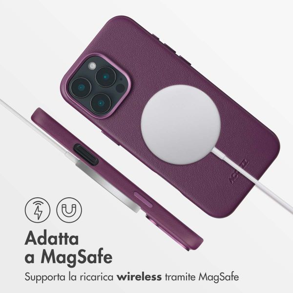 Accezz Cover in Pelle con MagSafe Apple iPhone 16 Pro Max - Heath Purple