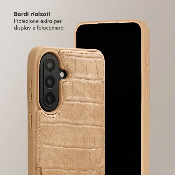 Selencia Cover per telefono Nova Croco con cordino e portacarte Samsung Galaxy A57 (5G) - Toasted Almond