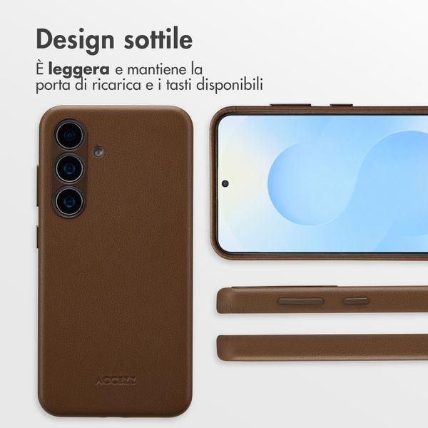 Accezz Cover in Pelle con MagSafe Samsung Galaxy S25 - Marrone caffè