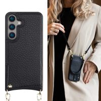 Selencia Cover per telefono Nova con cordino e portacarte Samsung Galaxy S24 - Nero