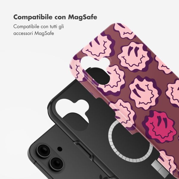 Selencia Cover posteriore Vivid con MagSafe Apple iPhone 16 - Wavy Smiley Pink
