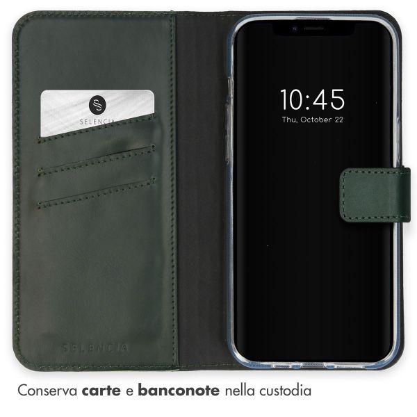 Selencia Cover a libro in vera pelle Apple iPhone 15 - Verde