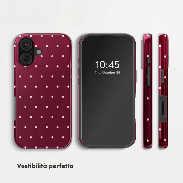 Selencia Cover posteriore Vivid con MagSafe Apple iPhone 17 - Happy Dots Burgundy