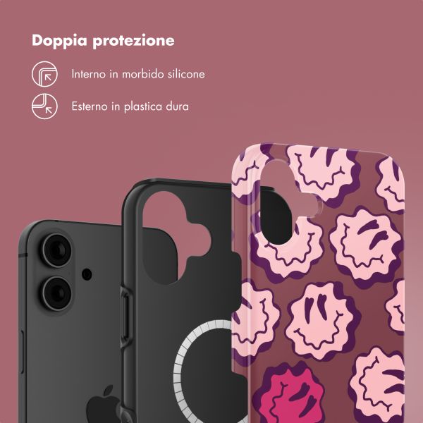 Selencia Cover posteriore Vivid con MagSafe Apple iPhone 16 - Wavy Smiley Pink