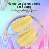 imoshion Cuffie wireless per bambini con LED Light - Limitatore di decibel - Con cavo AUX - Lavender Lilac / Yellow