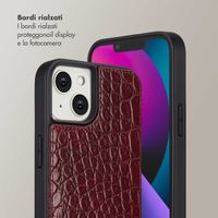 Selencia Cover per telefono Nova Croco con cordino e portacarte Apple iPhone 14 / 13 - Burgundy