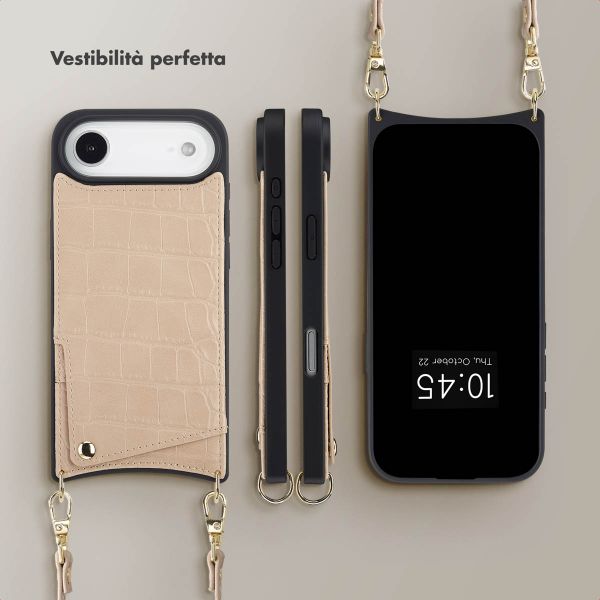 Selencia Cover per telefono Nova Croco con cordino e portacarte Apple iPhone Air - Beige