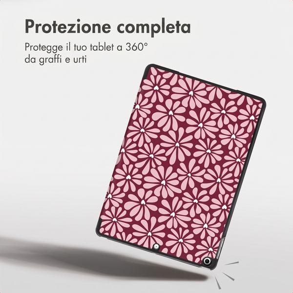 imoshion Cover Trifold Design Apple iPad 9 (2021) 10.2 pollici / iPad 8 (2020) 10.2 pollici / iPad 7 (2019) 10.2 pollici - Bloom Love Blush