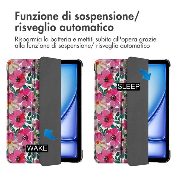 imoshion Cover Trifold Design Apple iPad Air 13 pollici (2026) M4 / (2025) M3 / (2024) M2 - Floral Water Color
