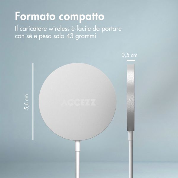Accezz Caricatore wireless USB-C - Caricatore wireless MagSafe - 1 metro - Bianco