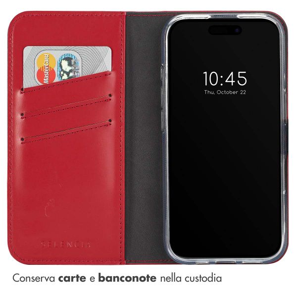 Selencia Cover a libro in vera pelle Apple iPhone 16 Plus - Rosso