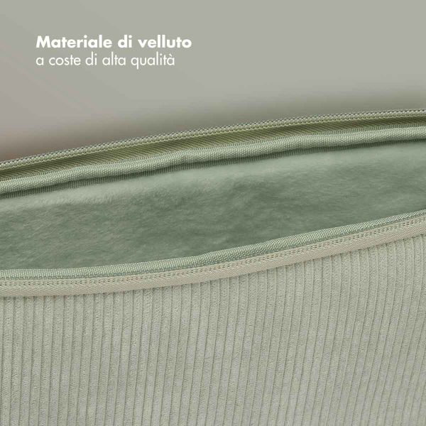 Selencia Cover per laptop in velluto a coste 13-14 pollici - Sleeve per laptop - Pistache Cream