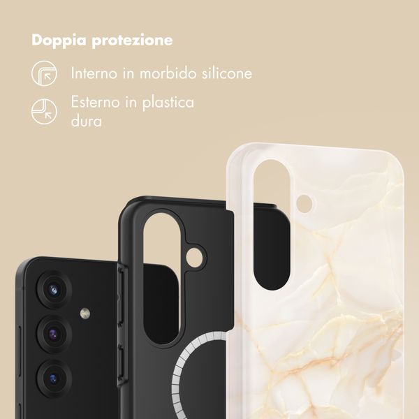 Selencia Cover posteriore Vivid con MagSafe Samsung Galaxy S25 - Golden Beige Marble