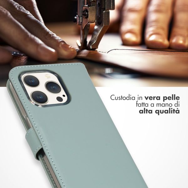 Selencia Cover a libro in vera pelle Apple iPhone 15 Pro - Air Blue