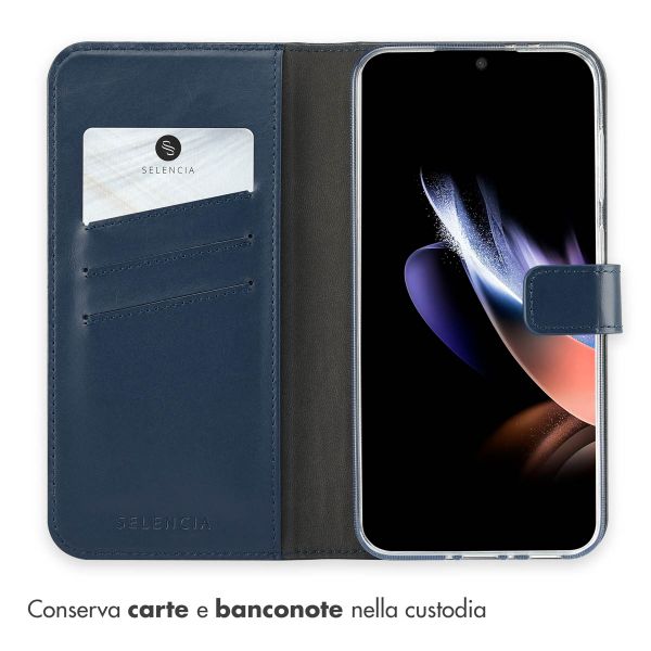 Selencia Cover a libro in vera pelle Samsung Galaxy A36 / A56 - Blu