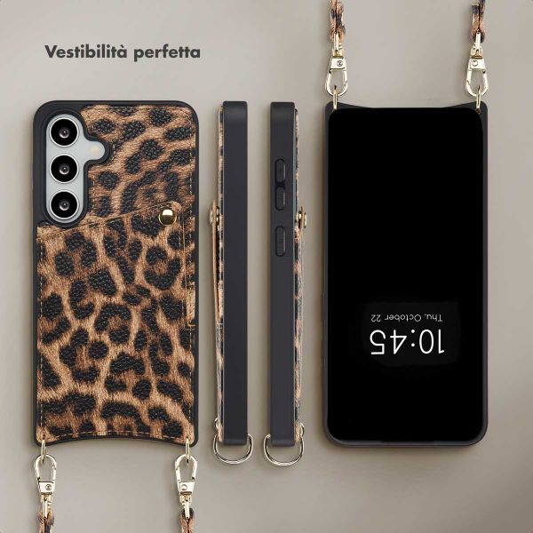 Selencia Cover per telefono Nova con cordino e portacarte Samsung Galaxy S25 / S24 - Leopard