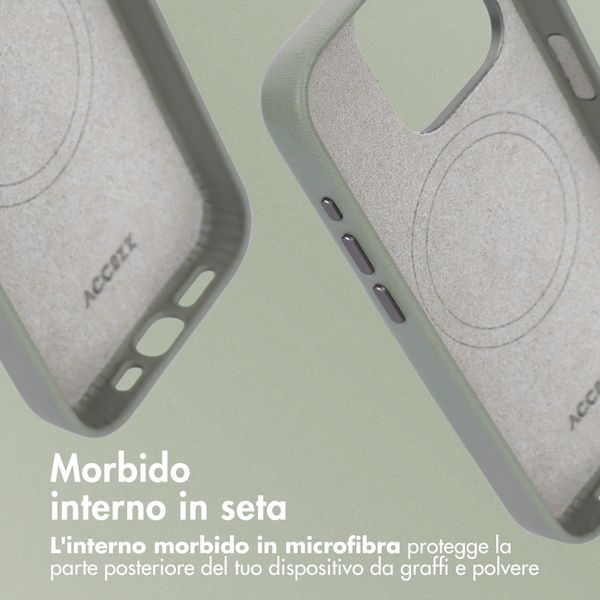 Accezz Cover in Pelle con MagSafe Apple iPhone 15 Pro - Light Grey
