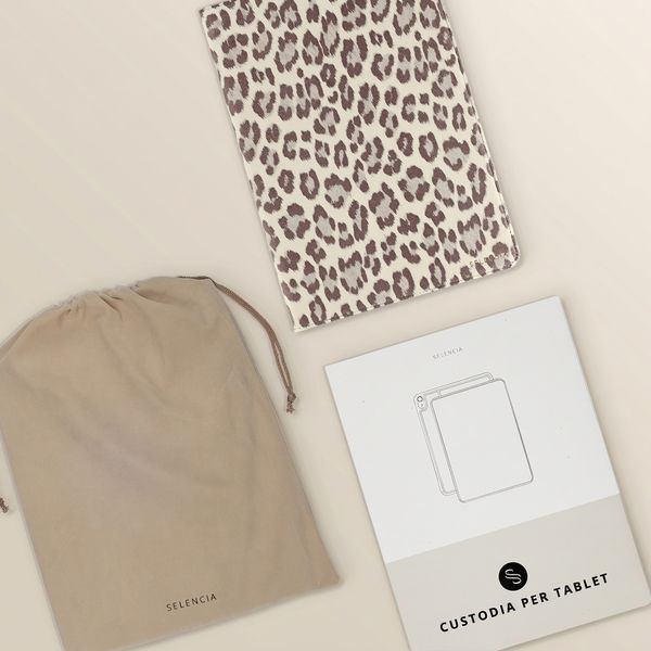 Selencia Libreria Sabi con stampa leopardata Samsung Galaxy Tab S11 - Soft Ivory