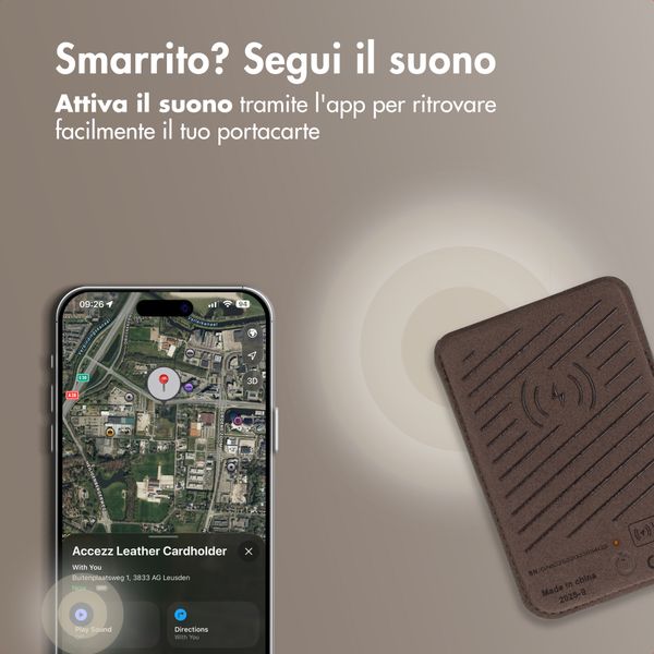 Accezz Portacarte in pelle magnetico - Compatibile con Apple Find My - Coffee Brown