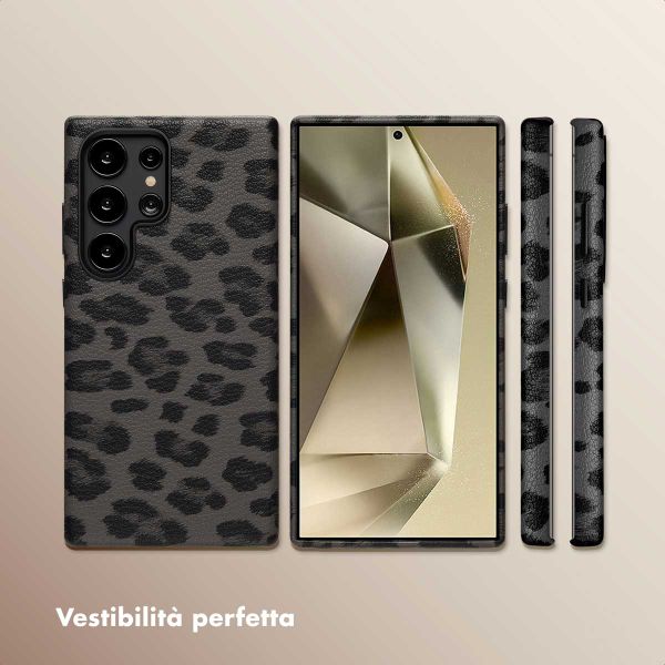 Selencia Cover Sabi Stampa pantera con MagSafe Samsung Galaxy S24 Ultra - Midnight Black