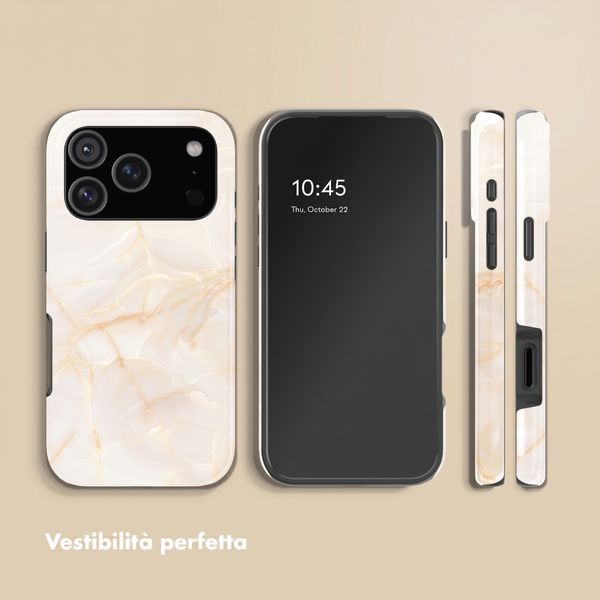 Selencia Cover Posteriore Vivid Apple iPhone 18 Pro Max - Golden Beige Marble
