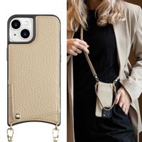 Selencia Cover per telefono Nova con cordino e portacarte Apple iPhone 15 - Beige