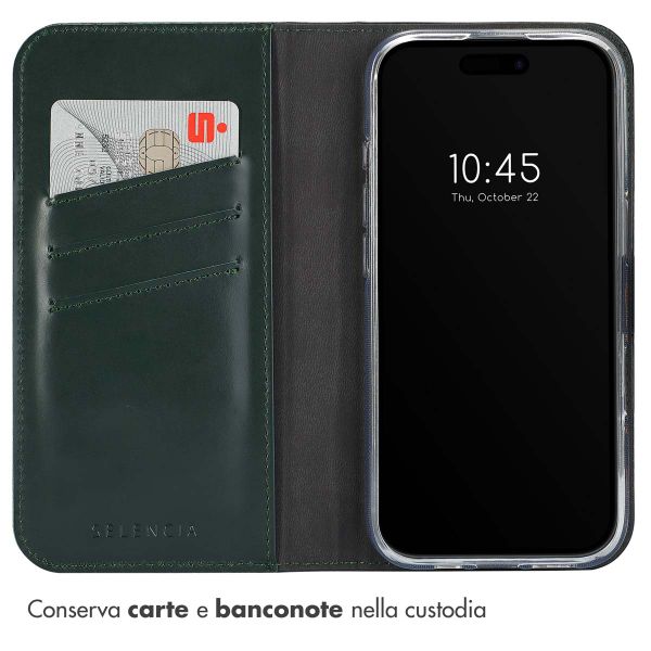 Selencia Cover a libro in vera pelle Apple iPhone 16 Pro Max - Verde