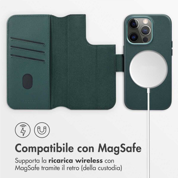 Accezz Cover in pelle 2 in 1 con MagSafe Apple iPhone 14 Pro - Cedar Green