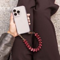 Selencia Cover trasparente con ganci + laccetto da polso Lova Apple iPhone 15 Pro - Burgundy