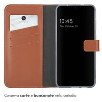 Selencia Cover a libro in vera pelle Samsung Galaxy S25 - Marrone chiaro