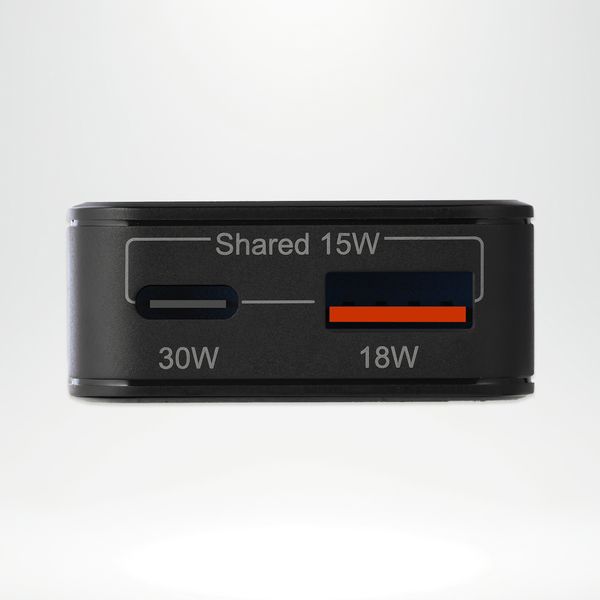 Accezz Caricabatterie GaN Ultra Slim - USB-C + USB-A - 30 W - Nero
