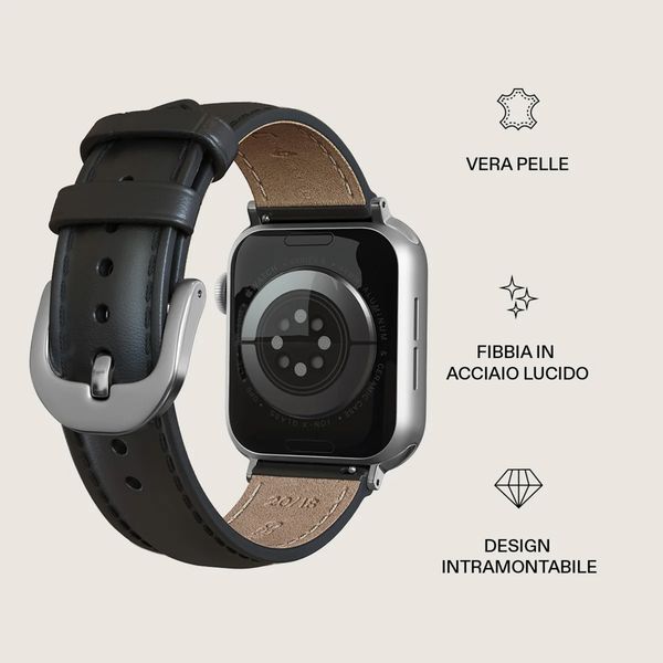 Burga Cinturino in vera pelle  - Apple Watch | 44/45/46/49 mm / Attacco universale 20 mm - Don't Text / Silver