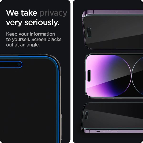 Spigen Vetro temperato privacy GLAStR EZ Fit + Applicatore - confezione da 2 Apple iPhone 14 Pro Max