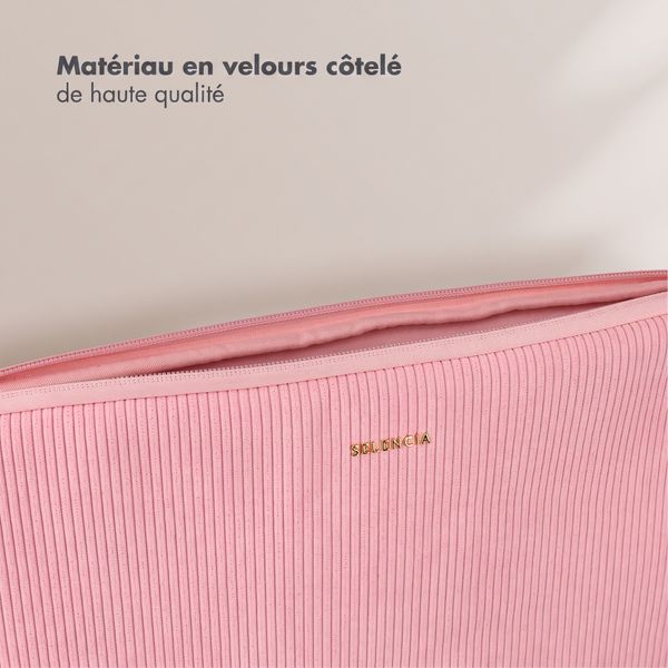 Selencia Cover per laptop in velluto a coste 13-14 pollici - Sleeve per laptop - Soft Blush