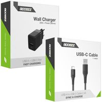 Accezz Caricatore da parete con cavo da USB-C a USB - Caricatore - 20 Watt - 1 metro - Nero