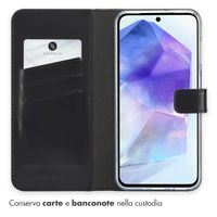 Selencia Cover a libro in vera pelle Samsung Galaxy A26 - Nero