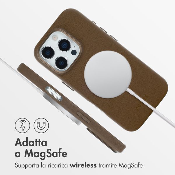 Accezz Cover in Pelle con MagSafe Apple iPhone 16 Pro - Marrone caffè
