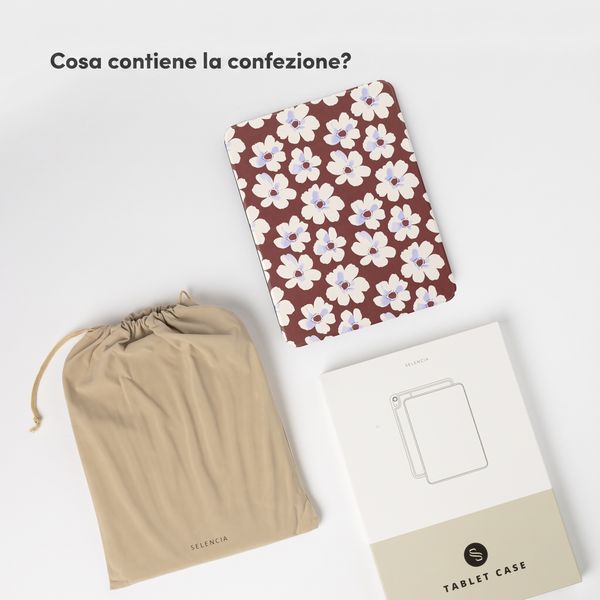 Selencia Cover per tablet Vivid Apple iPad 11 (2025) 11 pollici A16 / iPad 10 (2022) 10.9 pollici - Choco Flower Pop